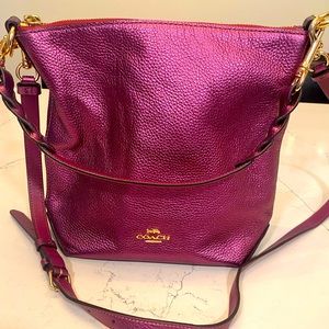 Coach crossbody bag/metallic pink